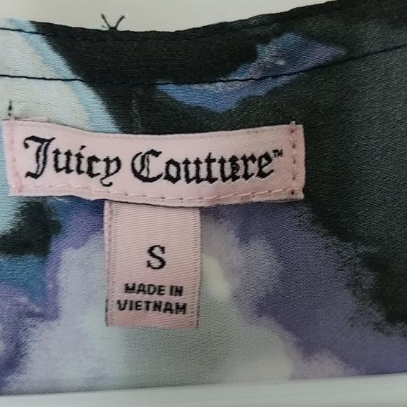 Tunic Tank top sleeveless flowy blue watercolor print beaded collar Layered - Picture 7 of 8